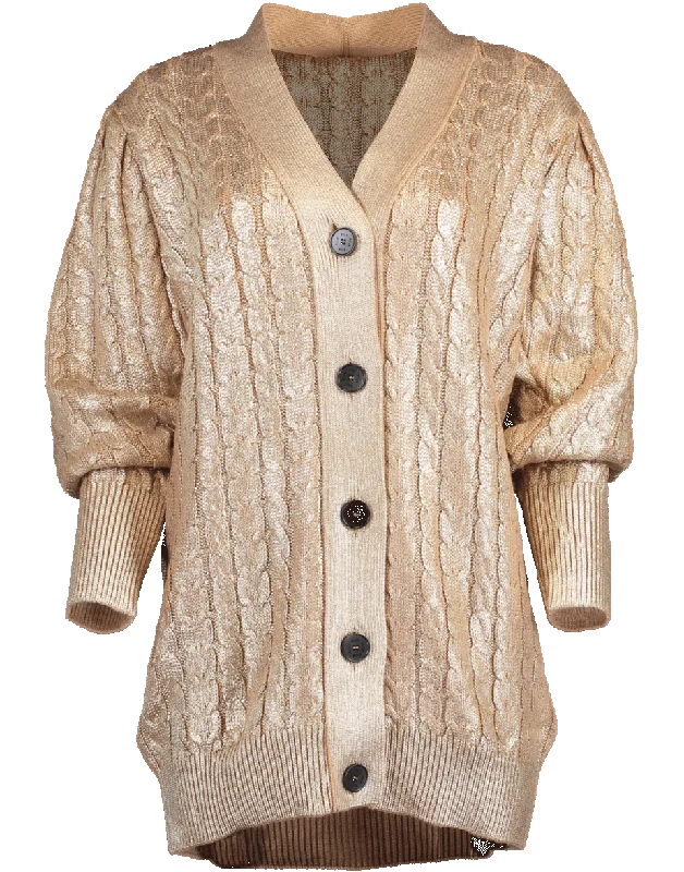 Maglia Coated Cable Cardigan Boxy Cardigan Fitted Cardigan A-Line