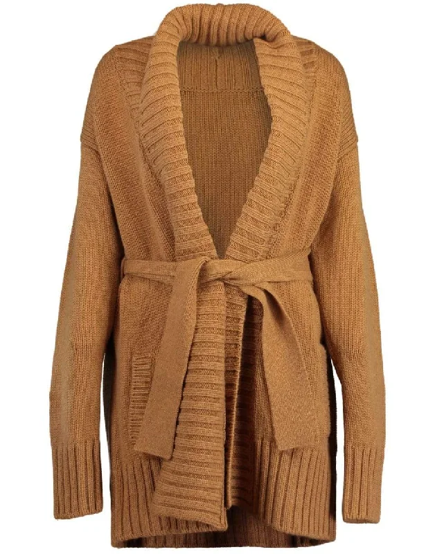 Chunky Self Belt Cardigan Fitted Loose Oversized