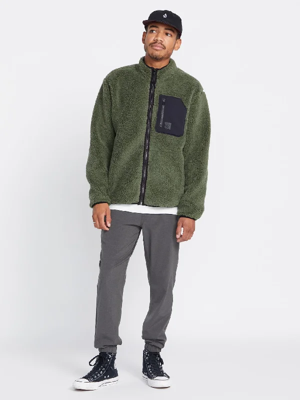 Muzzer Fuzzar Zip Jacket - Squadron Green Hooded Jacket Caped Jacket Shawl Collar Jacket