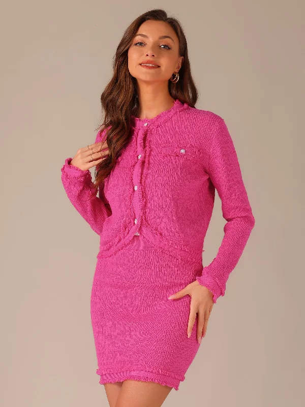 2 Pieces Stretch Textured Knit Cropped Jacket and Mini Skirt Suit Sets Satin Jacket Silk Jacket Chiffon Jacket 2 Pieces Stretch Textured Knit Cropped Jacket and Mini Skirt Suit Sets Satin Jacket Silk Jacket Chiffon Jacket