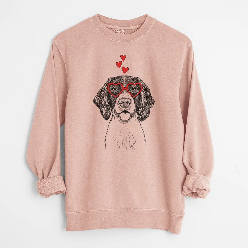 Valentine Ever the English Springer Spaniel - Unisex Pigment Dyed Crew Sweatshirt Hoodie with Illustration Artistic Creative Valentine Ever the English Springer Spaniel - Unisex Pigment Dyed Crew Sweatshirt Hoodie with Illustration Artistic Creative