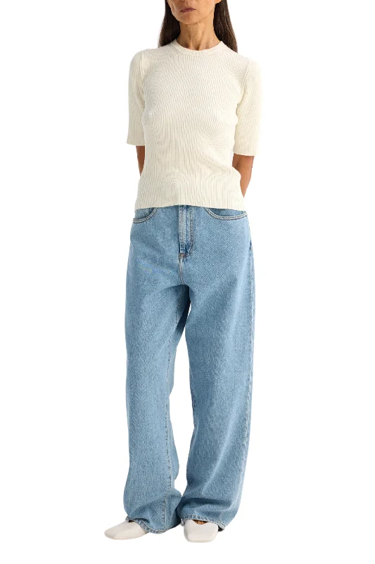 Ribbed Knit Top Boutique Knit Tee