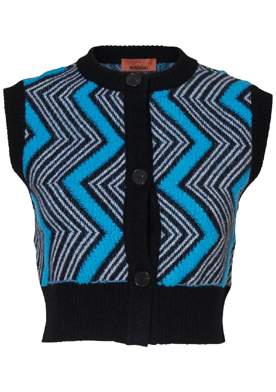 Sleeveless Cropped Crewneck Cardigan Jersey Fabric Tulle Fabric Batik Fabric