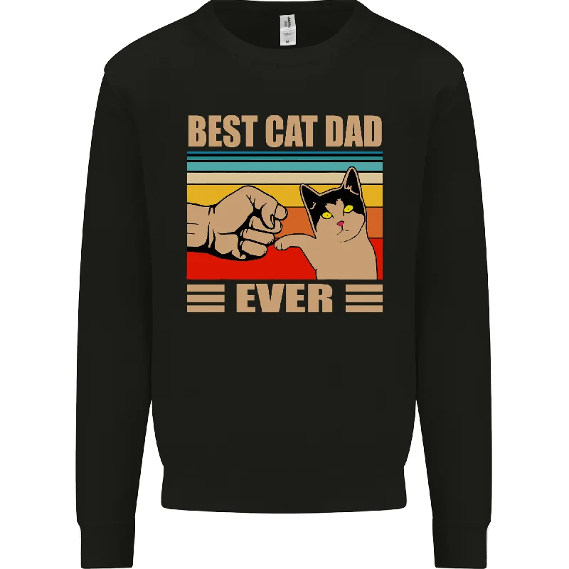 Best Cat Dad Ever Funny Fathers Day Mens Sweatshirt Jumper Hoodie with Tied Waist Feminine Flattering