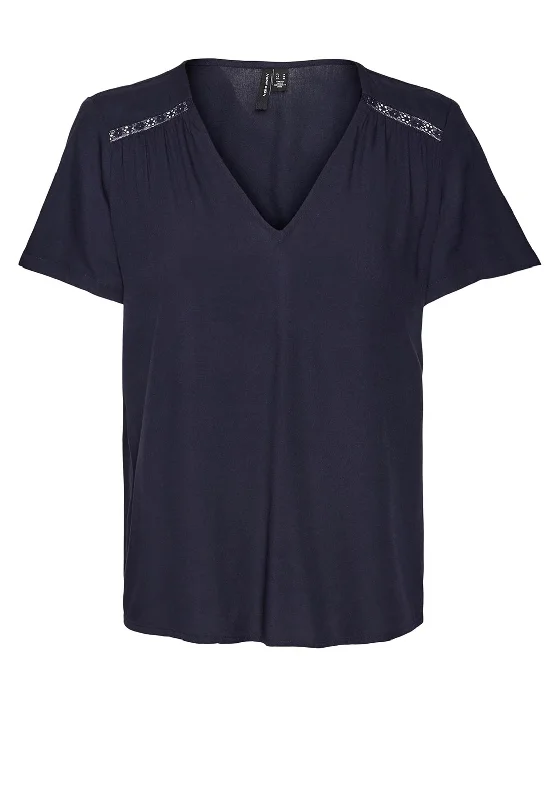 Vero Moda Blanca Shoulder Panel T-Shirt, Navy Blazer Women's Custom Jacket