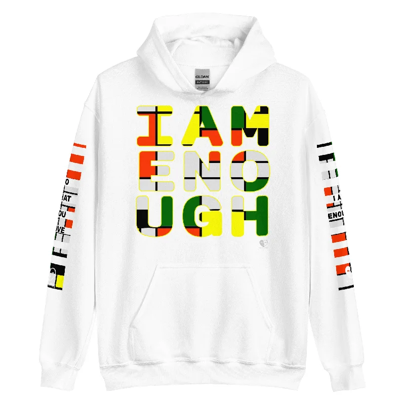 I Am Enough - Printed Sleeves Staple Unisex Hoodie Hooded Sweatshirt Casual Wear Street Style