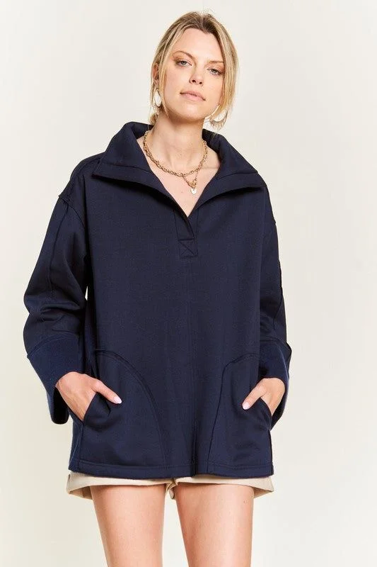Jade By Jane High Collar Oversized Knit Top Plus Boat Neck Knit Top