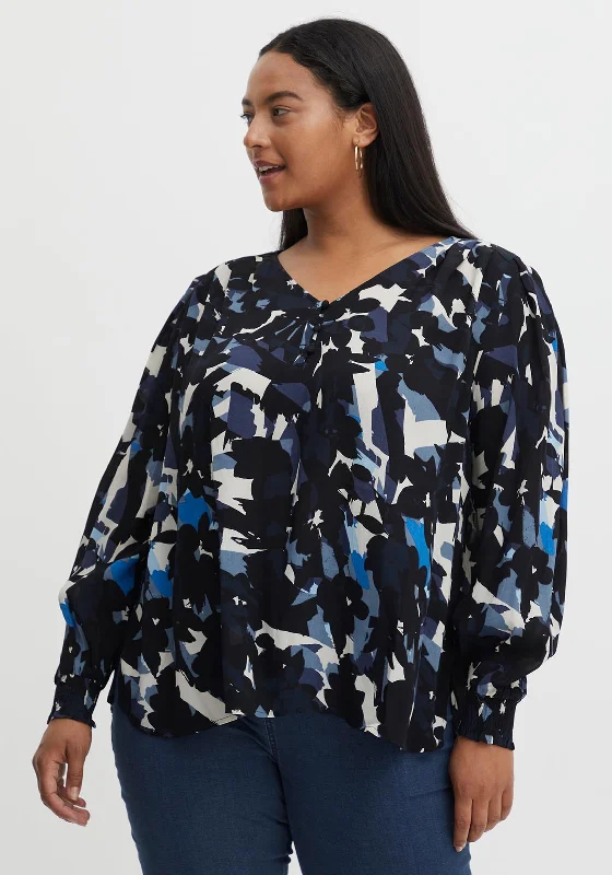 Fransa Abstract Print Blouse, Navy Blazer Multi Women's High-End Blazer