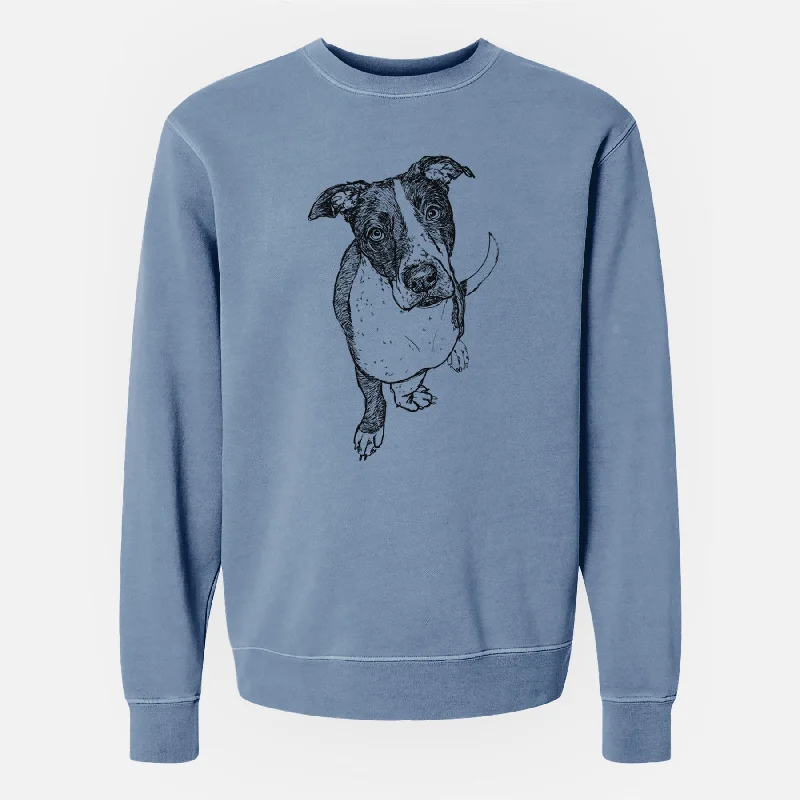 Doodled Vinny the Pitbull - Unisex Pigment Dyed Crew Sweatshirt Hoodie with Magnetic Closure Innovative Modern