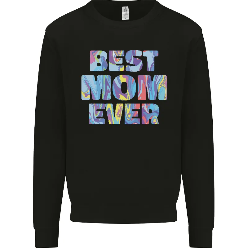 Best Mom Ever Tie Died Effect Mothers Day Mens Sweatshirt Jumper Hoodie with Set-In Sleeves Structured Classic