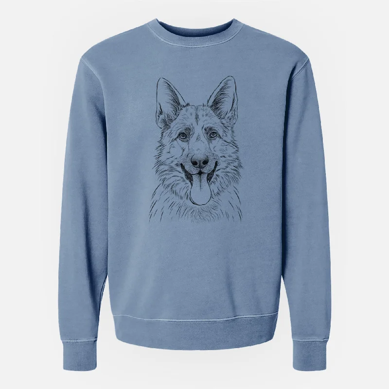 Bare Grace the German Shepherd - Unisex Pigment Dyed Crew Sweatshirt Hoodie with Ribbed Cuffs Snug Fit Comfort