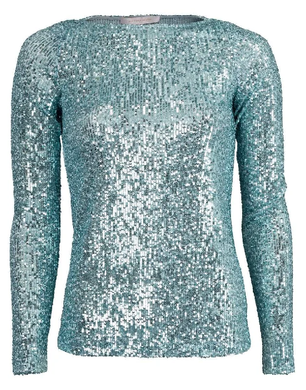 Bateau Neck Sequin Knit Top Gold Knit Top