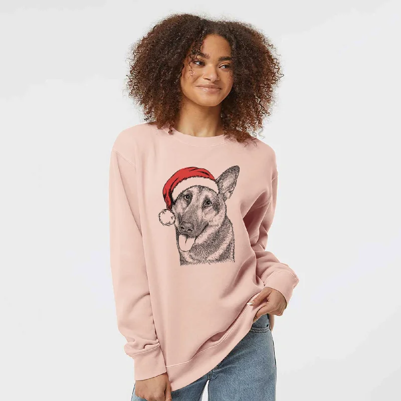 Santa Whitaker the German Shepherd - Unisex Pigment Dyed Crew Sweatshirt Hoodie with Typography Text Message Santa Whitaker the German Shepherd - Unisex Pigment Dyed Crew Sweatshirt Hoodie with Typography Text Message