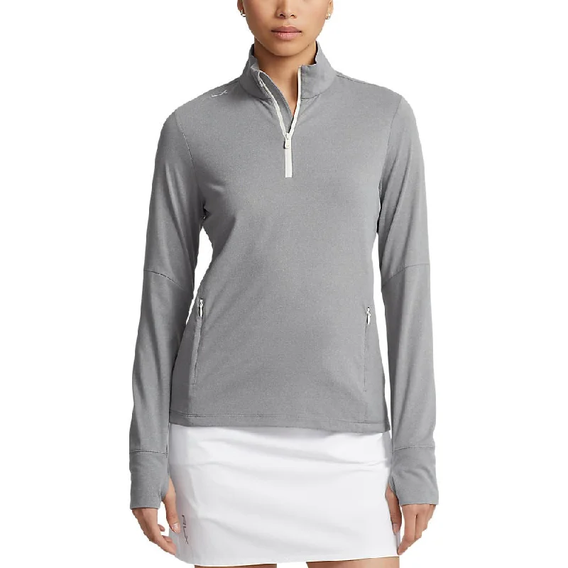 RLX Ralph Lauren Women's Stretch Jersey 1/4 Zip Golf Pullover - Steel Heather/Chic Cream Chunky Knit Pullover