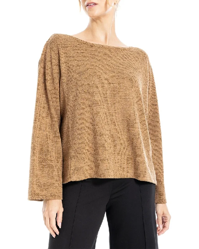 Max Studio Rib Knit Top Jet Black Knit Tee