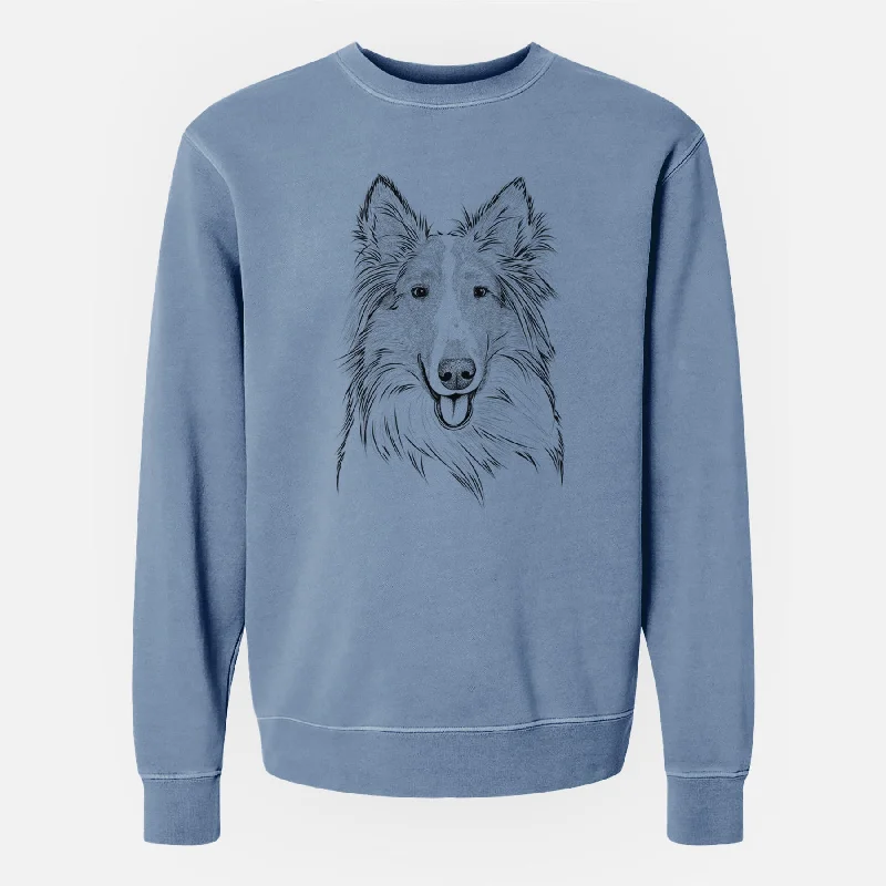 Bare Conrad the Rough Collie - Unisex Pigment Dyed Crew Sweatshirt Hoodie with Thumb Holes Functional Cozy