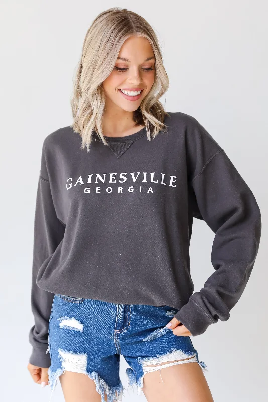 Charcoal Gainesville Georgia Sweatshirt Hoodie with Zipper Placket Modern Functional Charcoal Gainesville Georgia Sweatshirt Hoodie with Zipper Placket Modern Functional