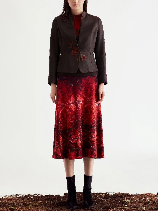 Gambiered Guangdong Wool-Silk Embroidery Jacket Jacket Blazer Coat