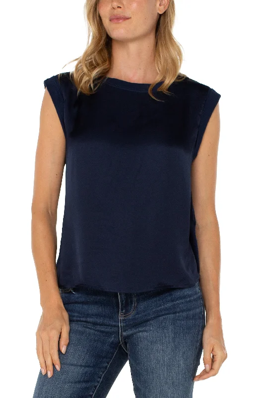 SLEEVELESS WOVEN KNIT TOP Emerald Green Knit Top