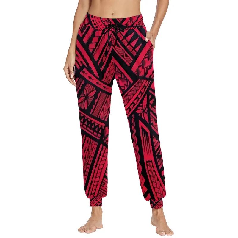 Womens Yoga Pants Trousers Sports Fitness Custom Red Polynesian Samoan Tribal Design Casual Tracksuit Girls Sweatpants Pockets Trousers Bridal Satin Womens Yoga Pants Trousers Sports Fitness Custom Red Polynesian Samoan Tribal Design Casual Tracksuit Girls Sweatpants Pockets Trousers Bridal Satin