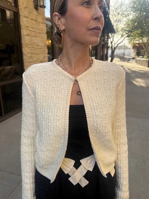 Moon River Single Button Cardigan Cashmere Blend Cotton Blend Poly Blend