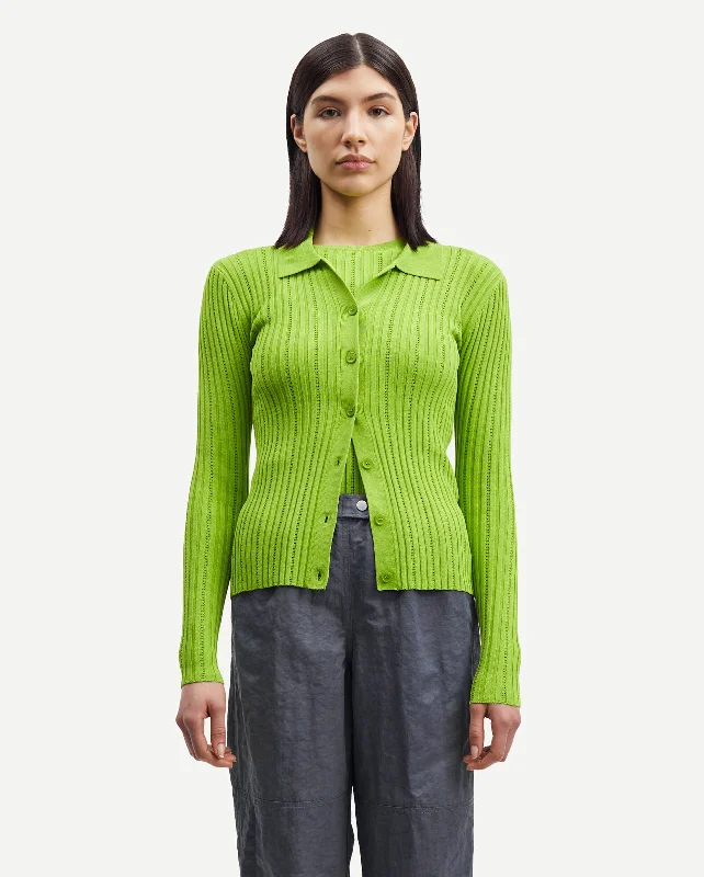 LEA CARDIGAN 15025 / MACAW GREEN Zippered Buttoned Snapped