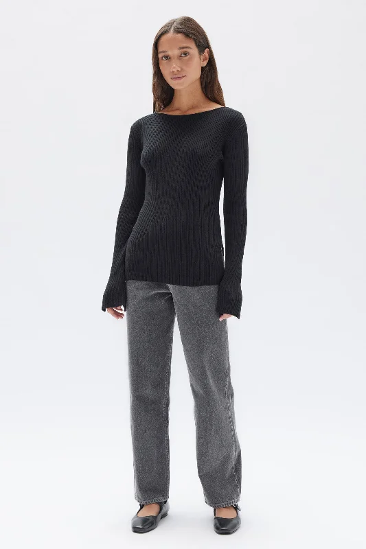 Bateau Knit Top Autumn Knit Shirt
