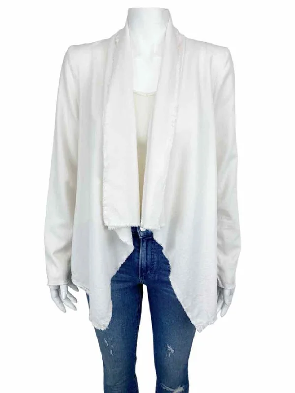 Michael Stars Women's Woven Open Cardigan Off-White Size S Notch Collar Peter Pan Collar Cowl Neck
