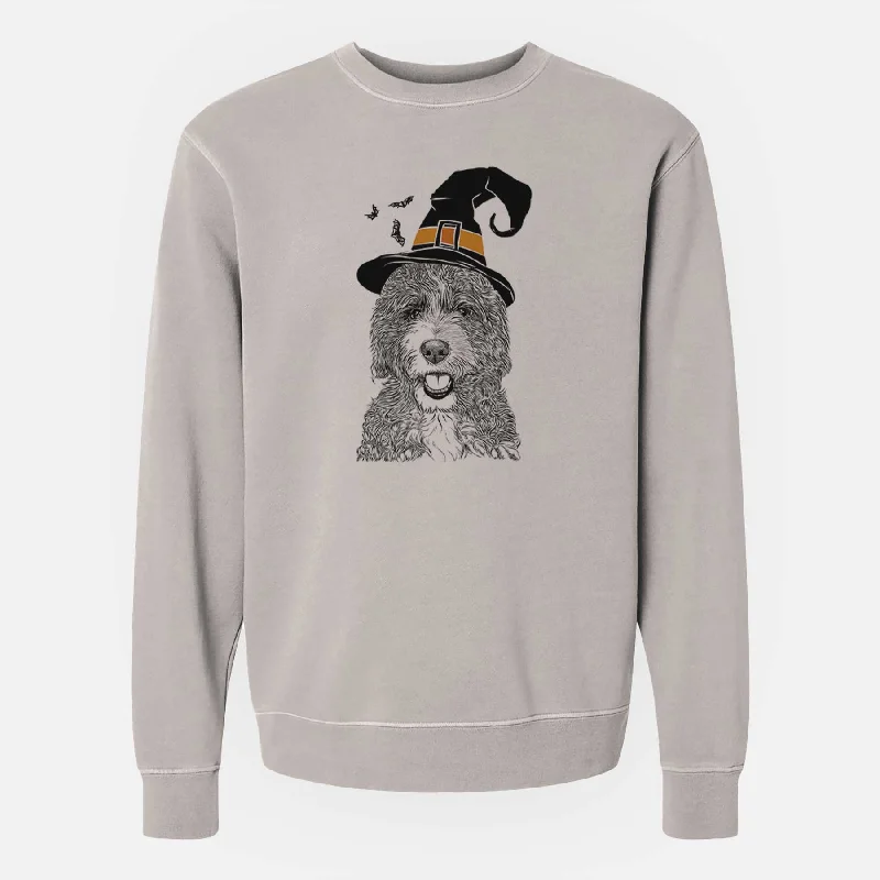 Witch Bash the Bernedoodle - Unisex Pigment Dyed Crew Sweatshirt Hoodie with Logo Branding Identity Witch Bash the Bernedoodle - Unisex Pigment Dyed Crew Sweatshirt Hoodie with Logo Branding Identity
