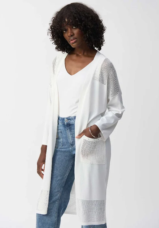 Joseph Ribkoff Wide Knit Cardigan, White Elasticated Padded Insulated