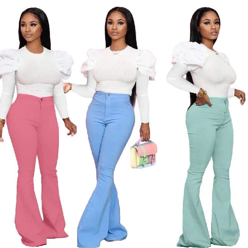 KSN8018 Casual Woven Women Trousers Bell Bottom Pants Long Pants Tight Zipper Wide Leg Women Solid Color Boot Cut Plain Dyed MID Trousers Favorite Customer KSN8018 Casual Woven Women Trousers Bell Bottom Pants Long Pants Tight Zipper Wide Leg Women Solid Color Boot Cut Plain Dyed MID Trousers Favorite Customer