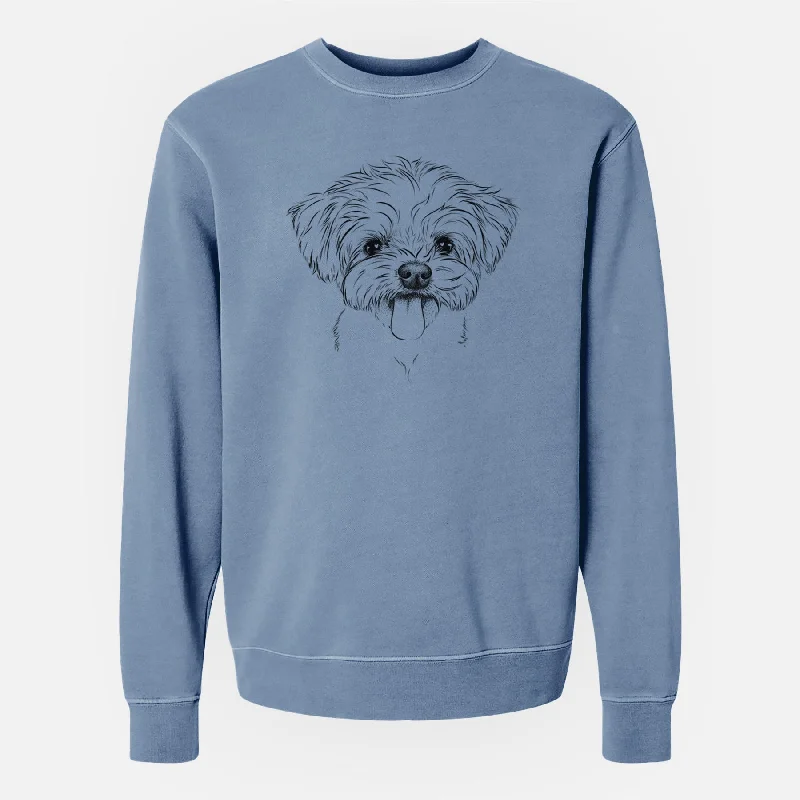 Bare Mochi the Maltese - Unisex Pigment Dyed Crew Sweatshirt Hoodie with Back Slit Movement Comfort