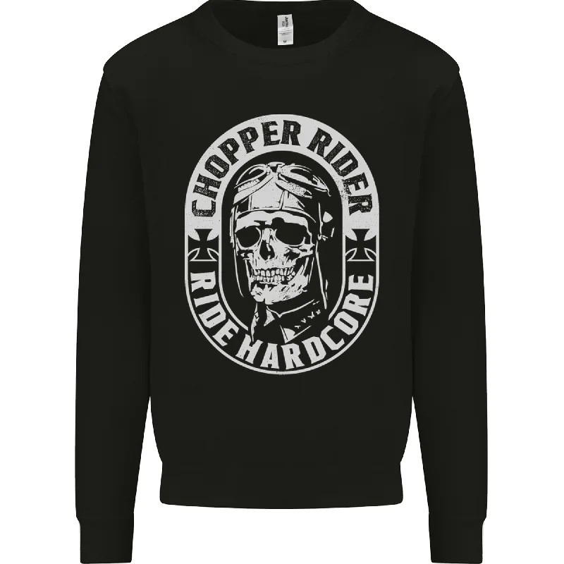 Biker Chopper Rider Motorbike Motorcycle Mens Sweatshirt Jumper Hoodie with Monochrome Minimalist Simple