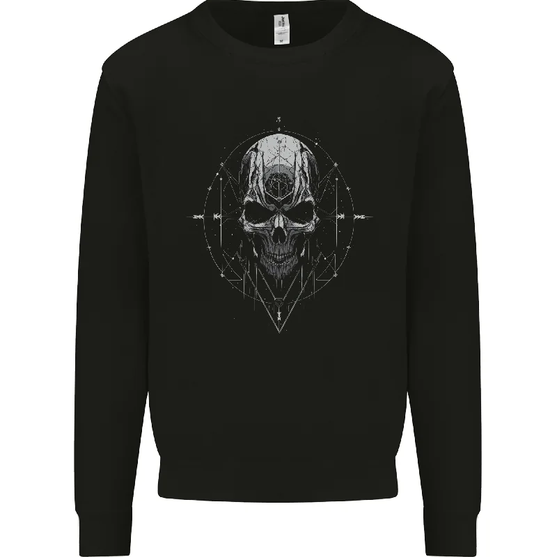 Cosmic Skull Mens Sweatshirt Jumper Hoodie with High-Low Hem Asymmetrical Trendy