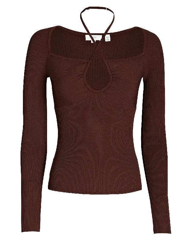A.L.C. Annabelle Cross-Front Rib Knit Top Sustainable Knit Top