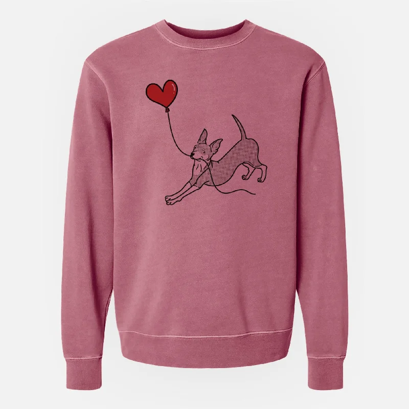 Mini Pinscher Heart String - Unisex Pigment Dyed Crew Sweatshirt Hoodie with Embroidery Detailed Premium