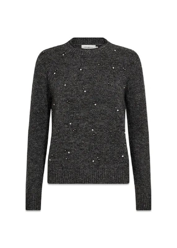 CMDIAMOND PULLOVER - Dark Grey Melange Textured Knit Design