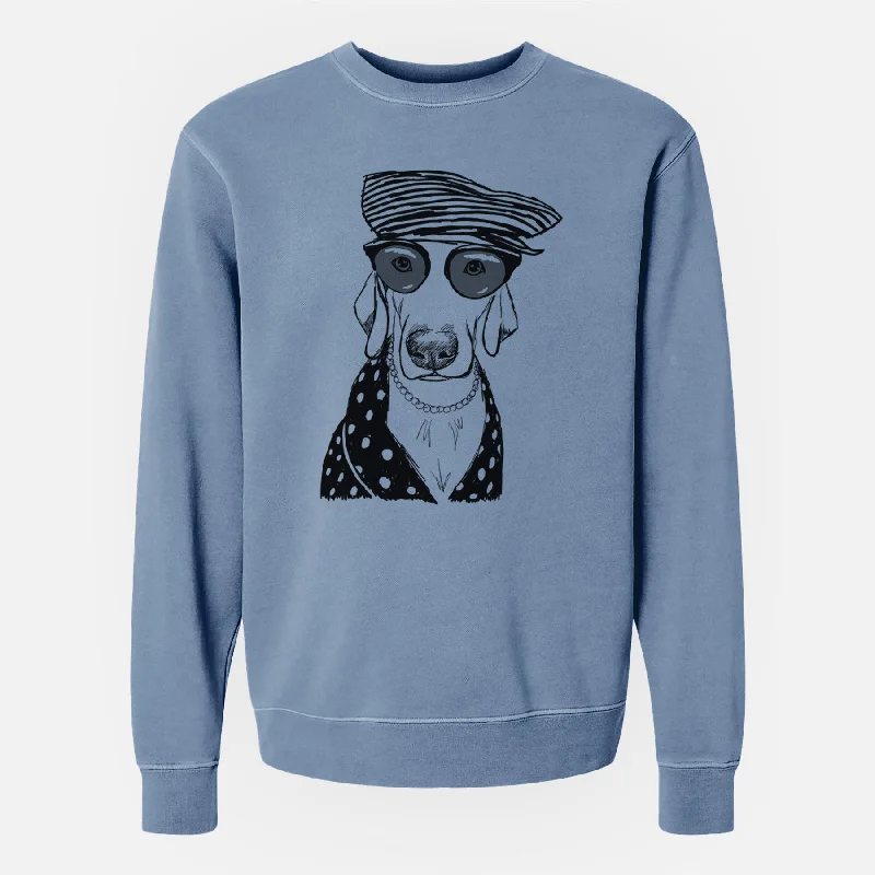 Doodled Skeeter the Weimaraner - Unisex Pigment Dyed Crew Sweatshirt Hoodie Jacket Zipper Layering