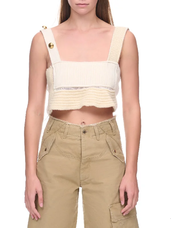 Weaved Knit Top (22-06233-151-OFF-WHITE) Retro Knit Shirt