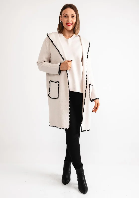 Serafina Collection Scallop Trim Knit Cardigan, Cream Zippered Front Buttoned Front Snap Front