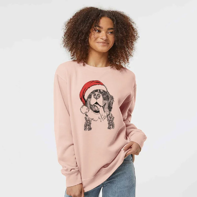 Santa Theo the Bernese Mountain Dog - Unisex Pigment Dyed Crew Sweatshirt Hoodie with Lining Warm Insulated Santa Theo the Bernese Mountain Dog - Unisex Pigment Dyed Crew Sweatshirt Hoodie with Lining Warm Insulated