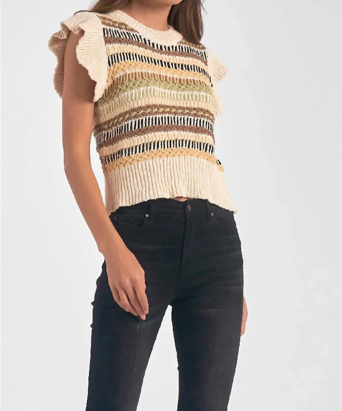 Wren Knit Top In Mint Multi Luxury Knit Top