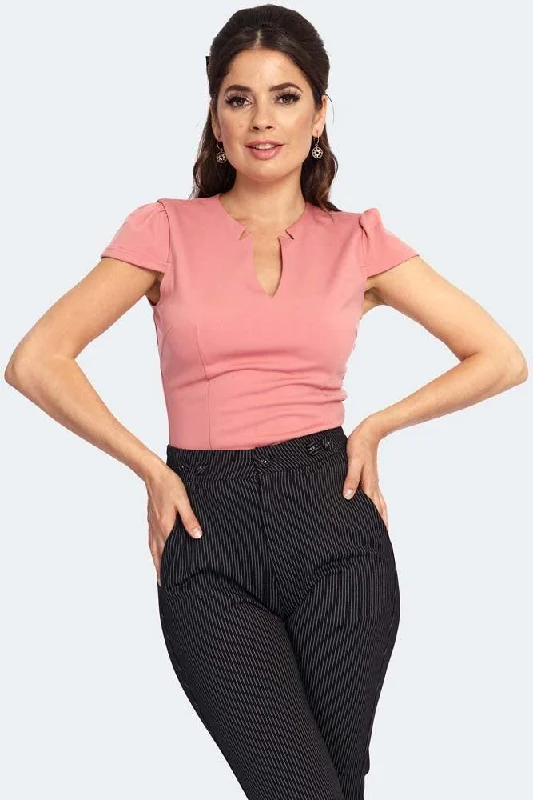 Star Cut Front Neckline Detail Knit Top Recycled Knit Tee