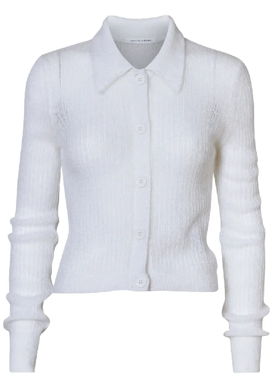 Jaki Cardigan White Chenille Fabric Brocade Fabric Lace Fabric