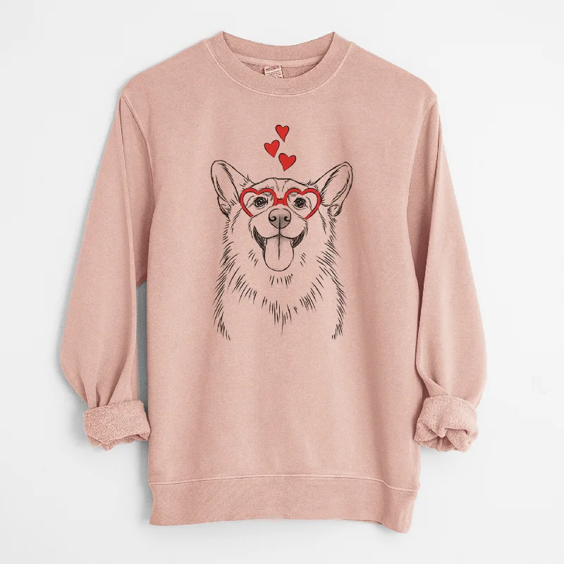 Valentine Porter the Pembroke Welsh Corgi - Unisex Pigment Dyed Crew Sweatshirt Hoodie with Elastic Cuffs Stretchable Comfortable Valentine Porter the Pembroke Welsh Corgi - Unisex Pigment Dyed Crew Sweatshirt Hoodie with Elastic Cuffs Stretchable Comfortable