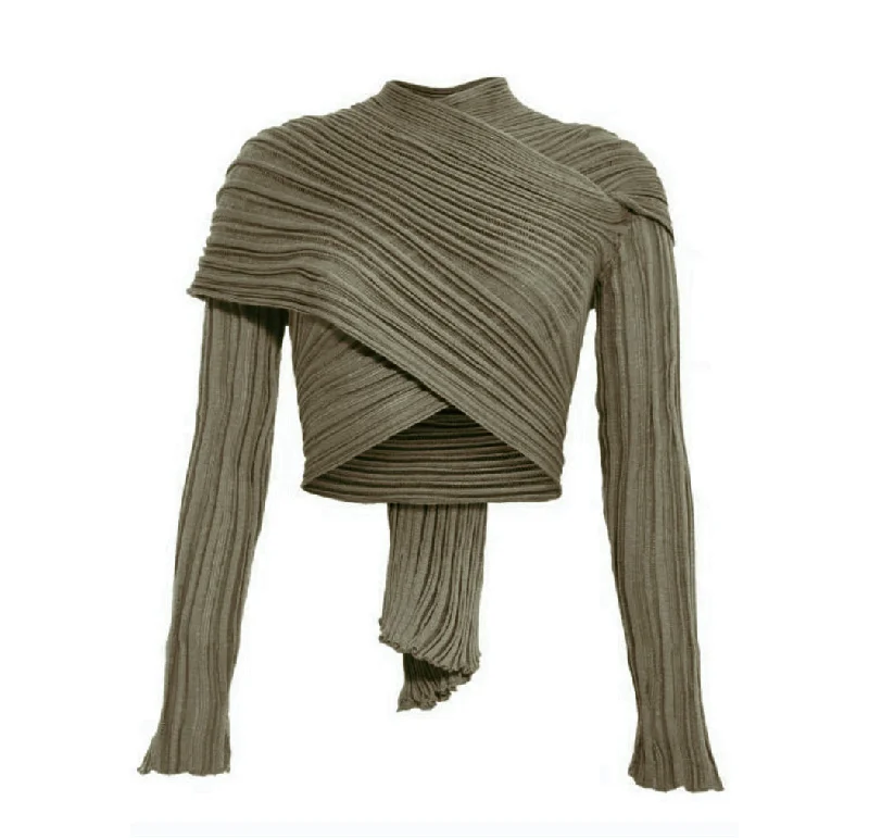Olive | Wrap Cardigan Lace Blend Ribbed Blend Corduroy Blend
