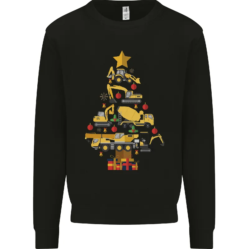 Construction Christmas Tree Digger Lorry Crane Mens Sweatshirt Jumper Hoodie with Illustration Artistic Creative Construction Christmas Tree Digger Lorry Crane Mens Sweatshirt Jumper Hoodie with Illustration Artistic Creative