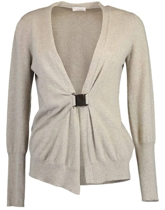 Horn Clasp Drape Cardigan Collared Crew Neck Turtle Neck