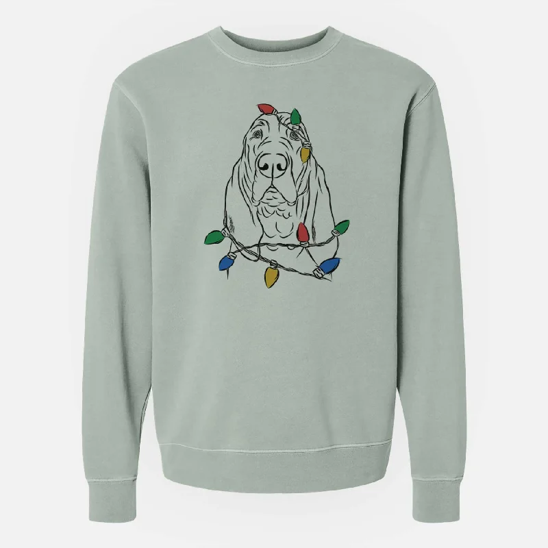 Christmas Lights Baron the Bloodhound - Unisex Pigment Dyed Crew Sweatshirt Hoodie with Full-Zip Functional Layering Christmas Lights Baron the Bloodhound - Unisex Pigment Dyed Crew Sweatshirt Hoodie with Full-Zip Functional Layering