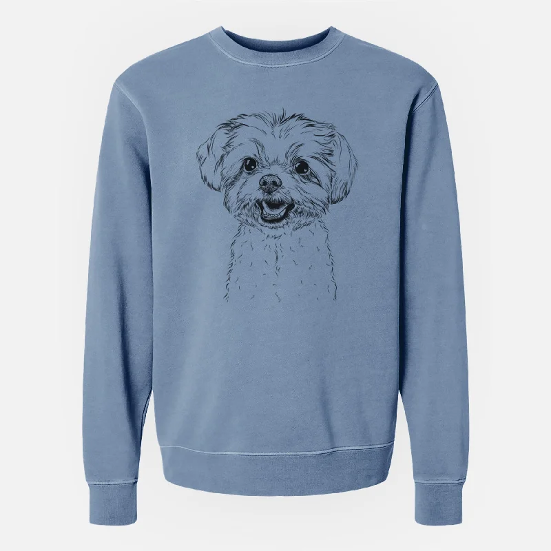 Bare Aspen the Morkie - Unisex Pigment Dyed Crew Sweatshirt Hoodie with Contrast Stitching Detailed Premium